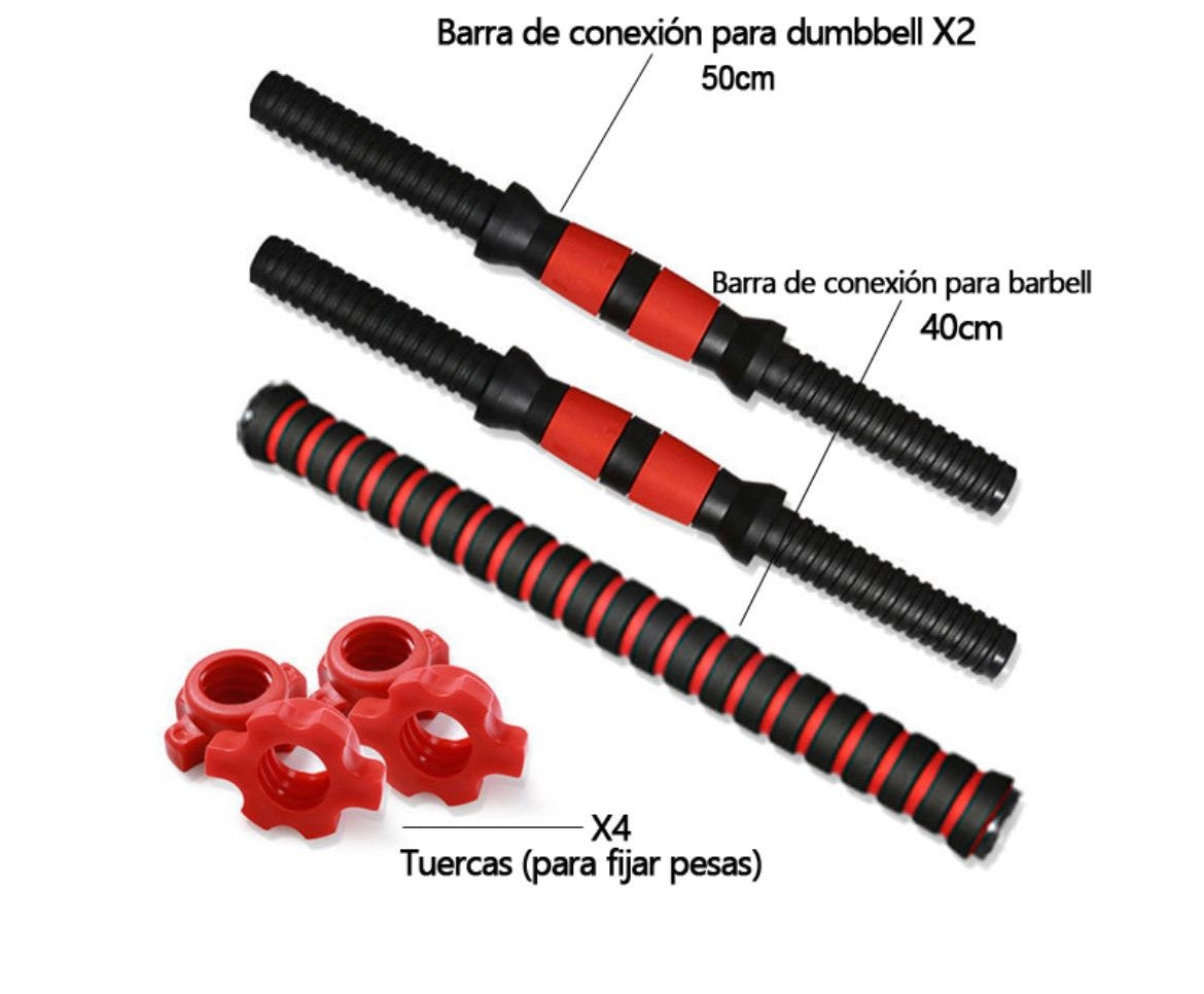 Set Mancuernas y Barra Unibles 30kg