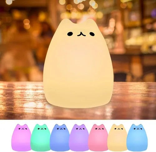 Lampara LED gato de silicona Colores